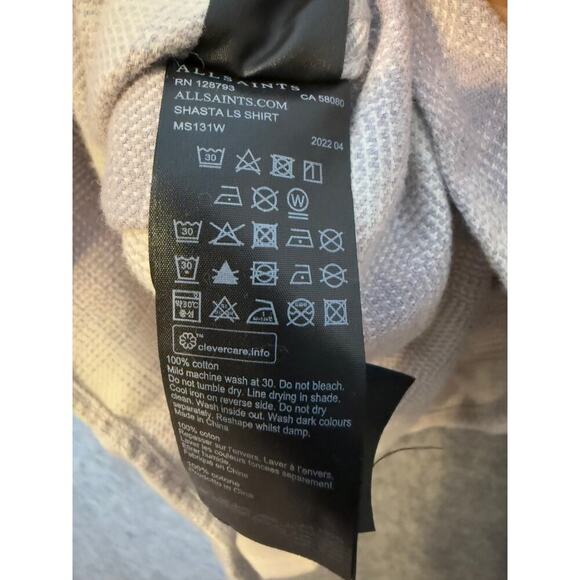 NWT ALLSAINTS Shasta Long Sleeve Button Down Bleached Lilac Small - Picture 11 of 11